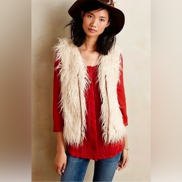 Anthropologie Maeve Rust Red Crescent Lace Street Crochet Blouse Sz 8 Bohemian - Picture 4 of 13